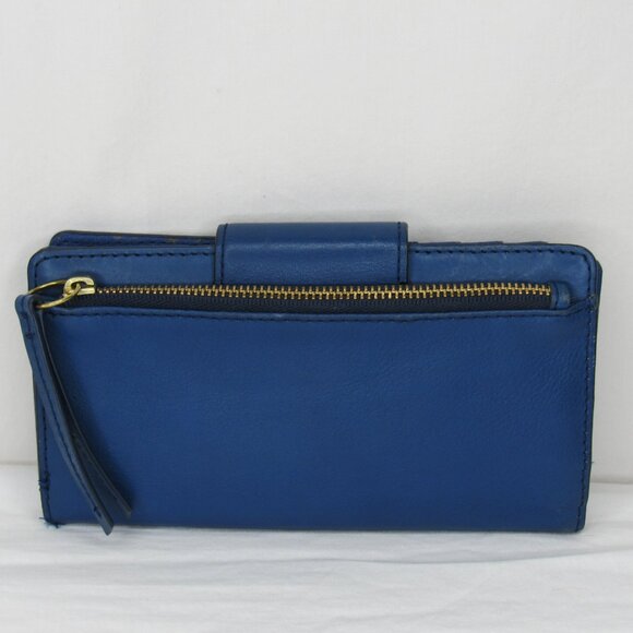 Fossil Blue Leather Clutch Wallet Card - Picture 2 of 7